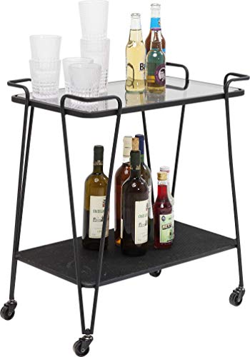 Kare Design Servierwagen Mesh, Getränkewagen, Barwagen, Rollwagen, Serviertisch, Tischplatte aus Glas, zwei Ablagemöglichkeiten, Wohnzimmer, Schwarz, 68x60x38cm im Sale